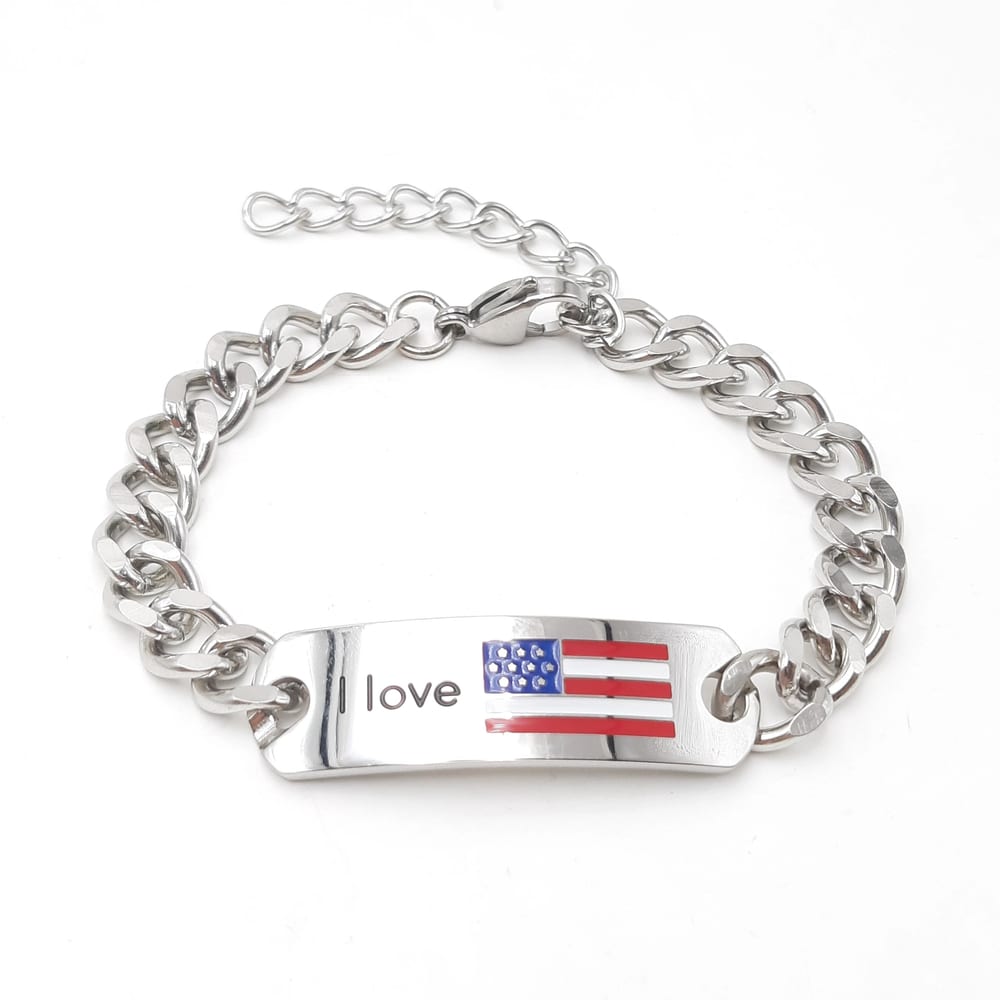 American Country Flag Bracelet Us Personalised Flag Jewelry Cuban Chain Bracelet Bracelet