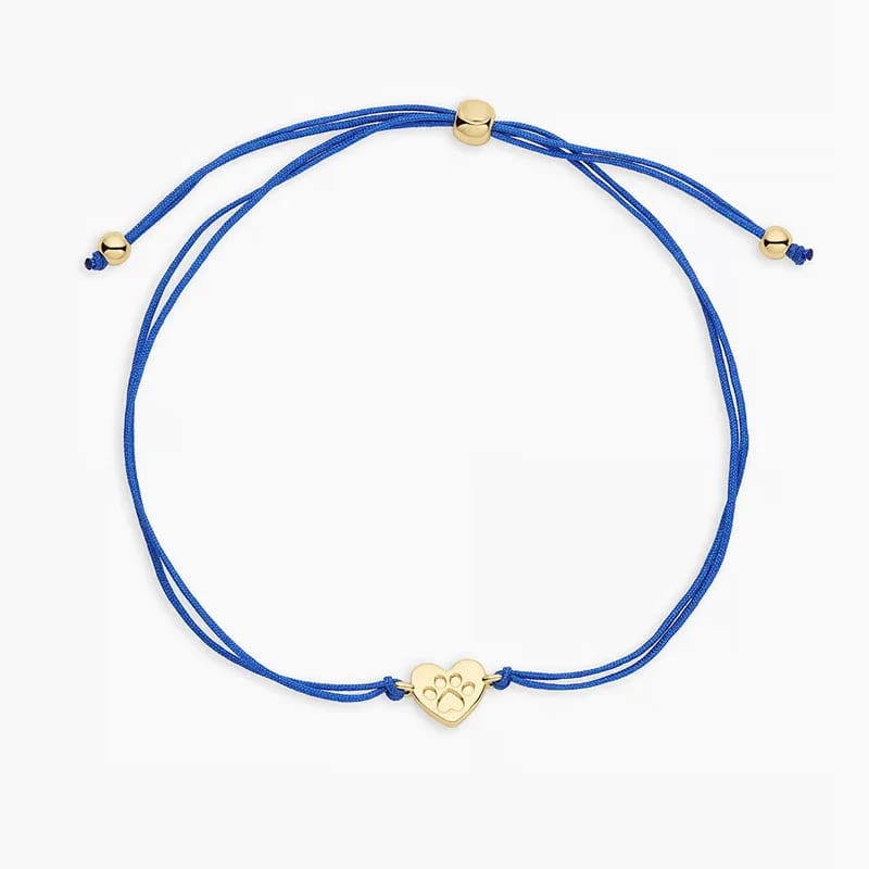 Wholesale Custom Adjustable Cord Bracelet Personalized Inverted Single Paw Heart Charm Bracelet Bracelet