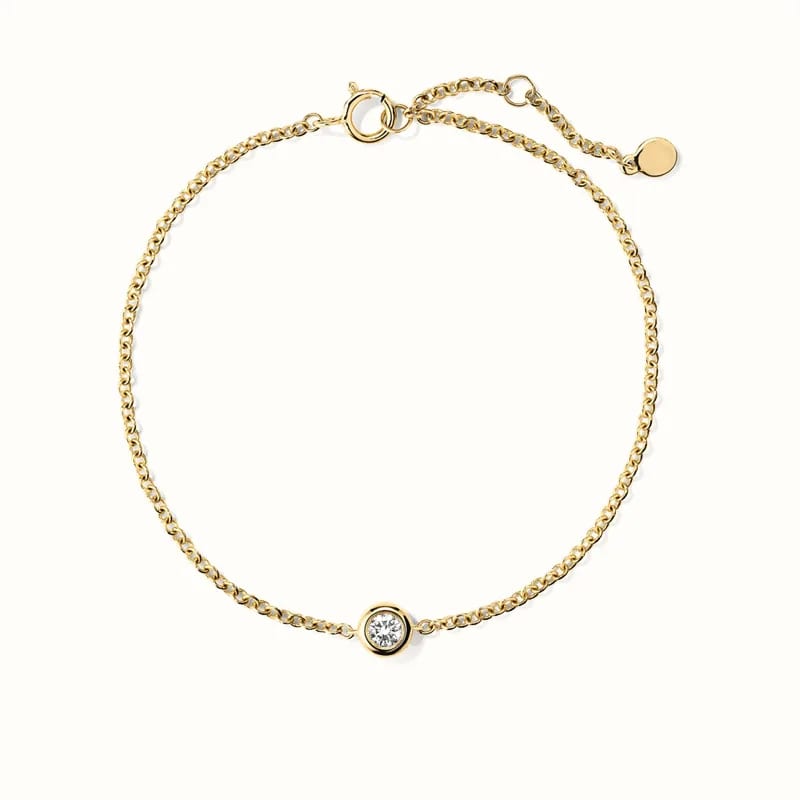 Fashion Exquisite 18k Gold Plated 925 Sterling Silver Single Diamond Bracelet Women Jewelry Bracelet