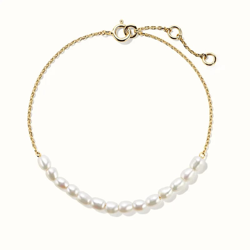 New Arrival 18k Gold Plated Chain Tiny Freshwater Pearl Bracelet 925 Sterling Silver Fine Jewelry Bracelets For Women Bracelet