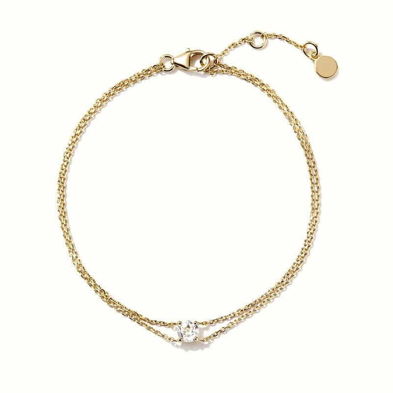 Simple Design Daily Wear 925 Sterling Silver 18k Gold Plated Single Cz Cubic Zirconia Bracelet For Women Bracelet
