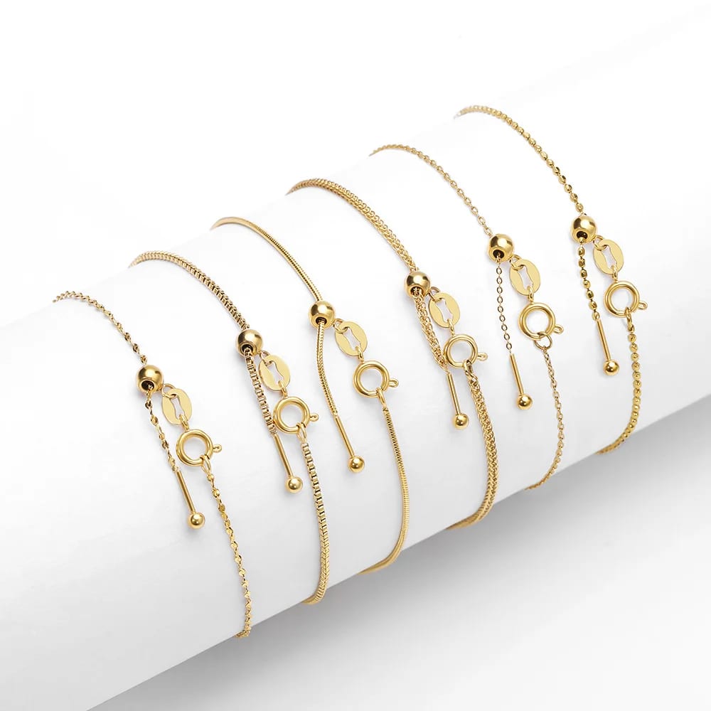 Gold Plating Stainless Steel Tiny Chains Bead Bracelets Tiny Bracelet Bracelet