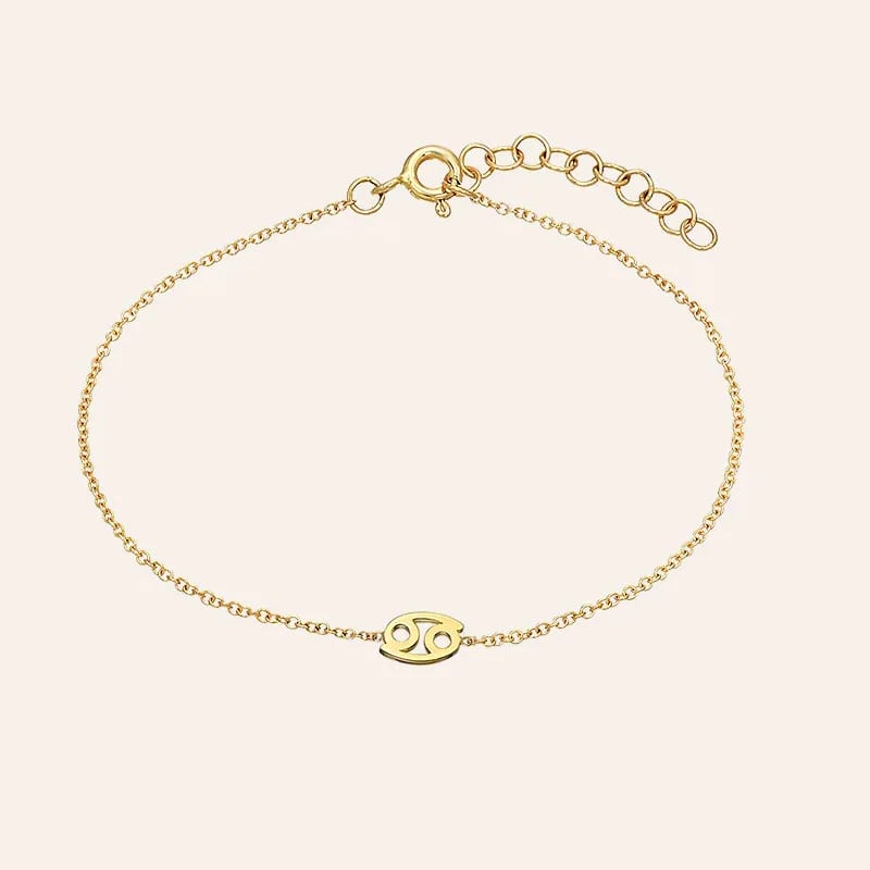 Dainty Adjustable 18k Gold Plated 925 Sterling Silver Horoscope 12 Zodiac Sign Charm Bracelet Bracelet