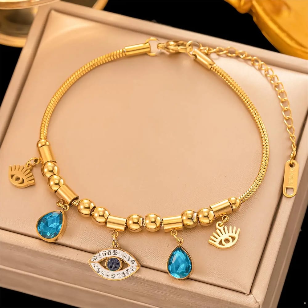 Trendy Elegant Turquoise Stainless Steel Bracelet High Quality Women’s Charm Bracelet Bracelet