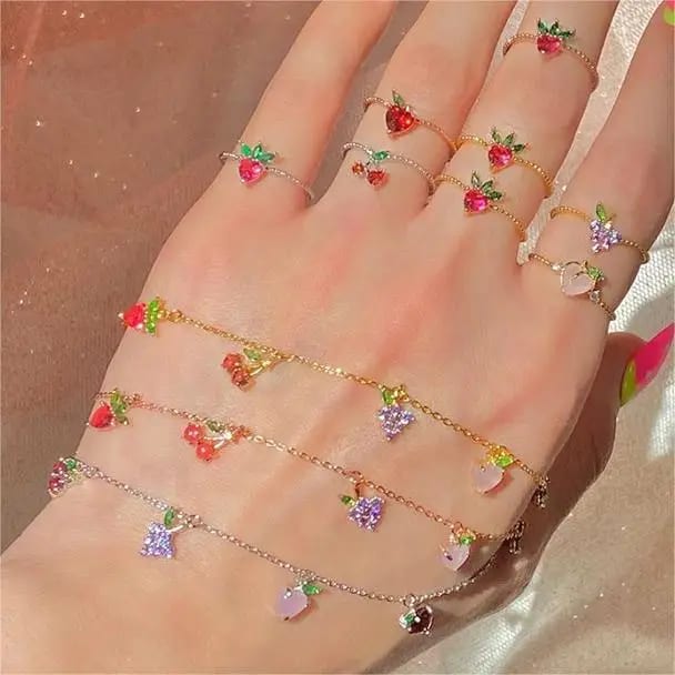 Gorgeous Fruit Charm Bracelet High Quality Gold Plated Zircon Bracelet Gift Bracelet