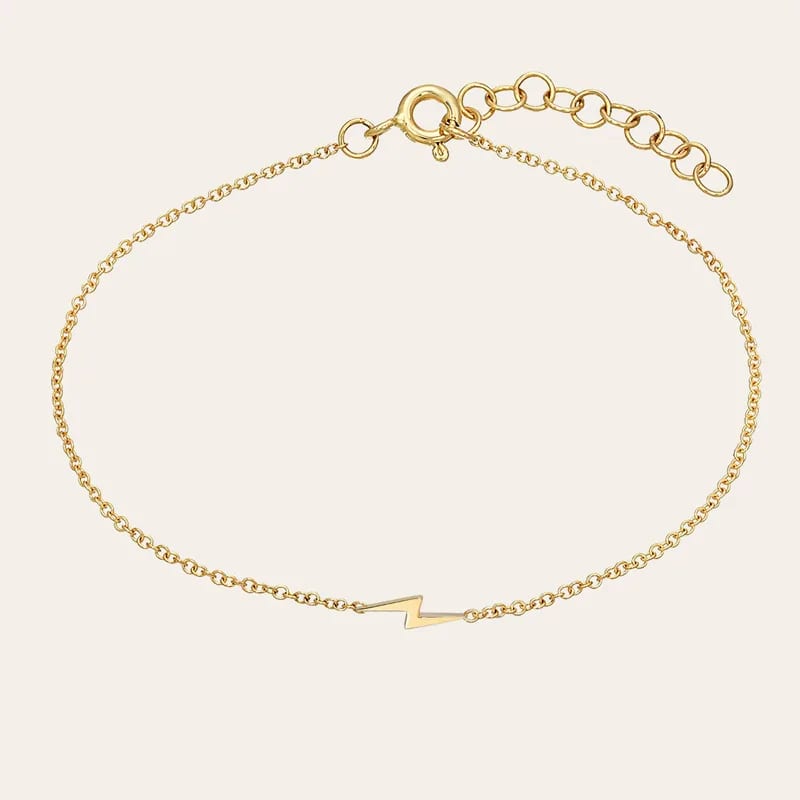 Fashion Jewelry 925 Sterling Silver 18k Gold Plated Classic Tiny Lightning Bolt Bracelet For Women Bracelet