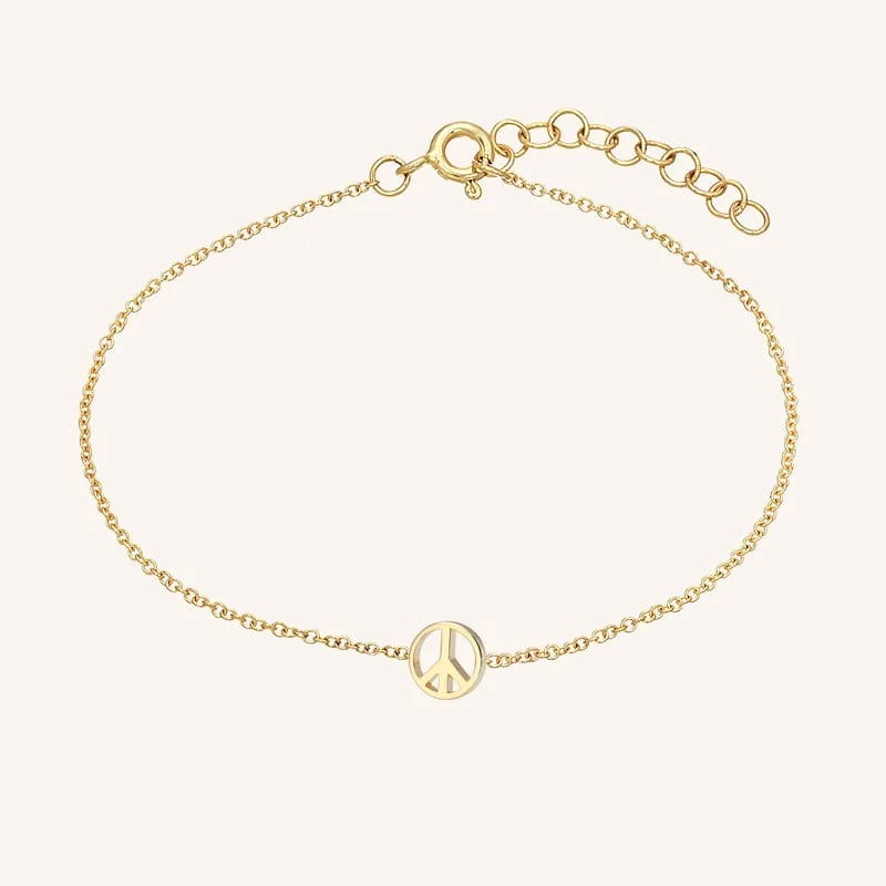 Fashion Minimalist 925 Sterling Silver New Arrivals 18k Gold Tiny Peace Charm Bracelet For Women Bracelet