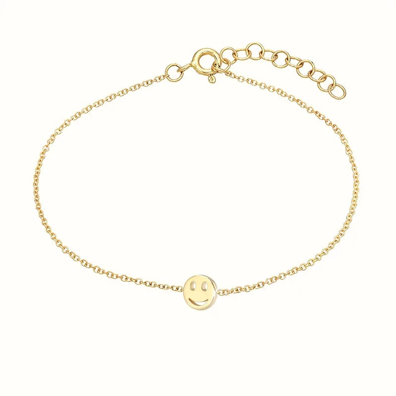 New Arrival 18k Gold Plated 925 Sterling Silver Tiny Smile Face Charm Bracelet Jewelry Women Bracelet