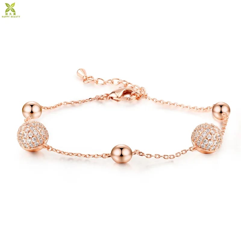 Rose Gold Plated Micro Pave Cz Ball Bead Bracelet Jewelry Wholesale Bracelet
