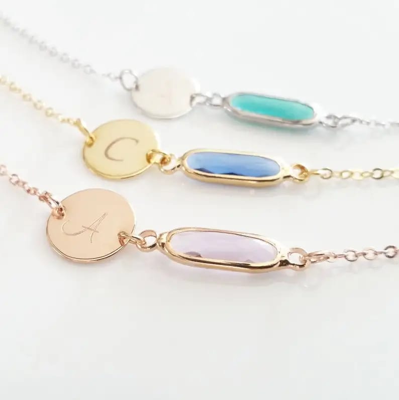 Fashion Natural Stone Bracelets With Custom Logo Letter Or Name Rhinestones Bracelet For Women Bracelet