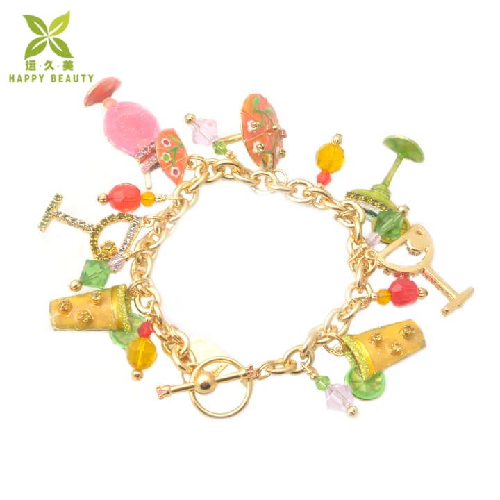 Women Bracelet Beach Jewelry Diy Colorful Bangle Bracelet With Many Charms Bracelet