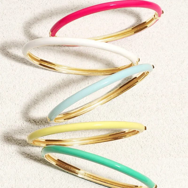 Fashion Minimalist Dainty Jewelry Colorful Oil Drop 18k Gold Plated Women Enamel Cuff Bangle Bracelet Bracelet
