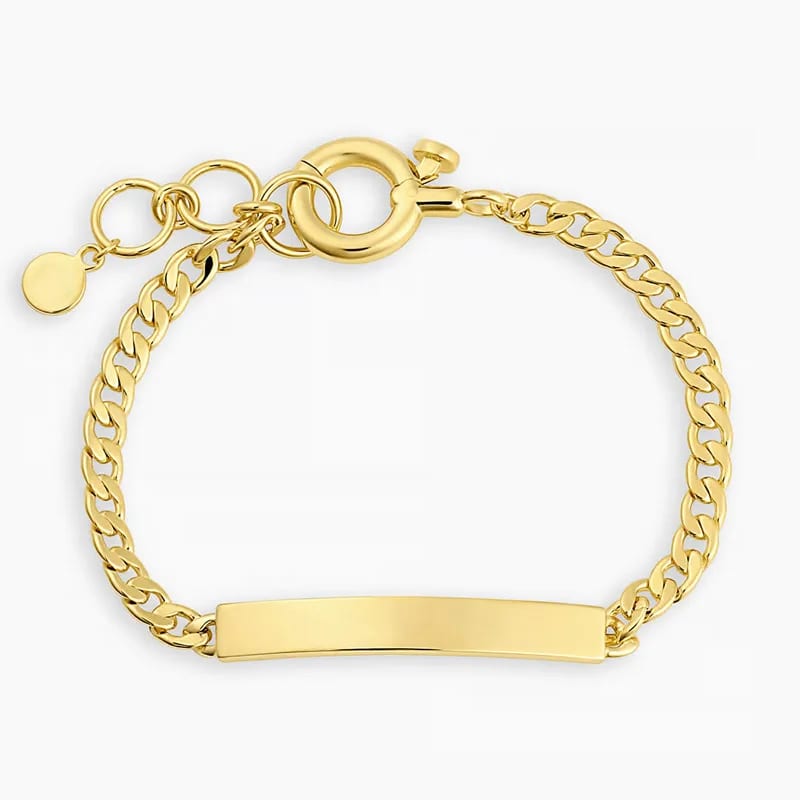 Custom Personalized Engraveable Message Blank Wilder Bar Bracelet 18k Gold Plated Adjustable Curb Link Chain Bracelet Women Bracelet