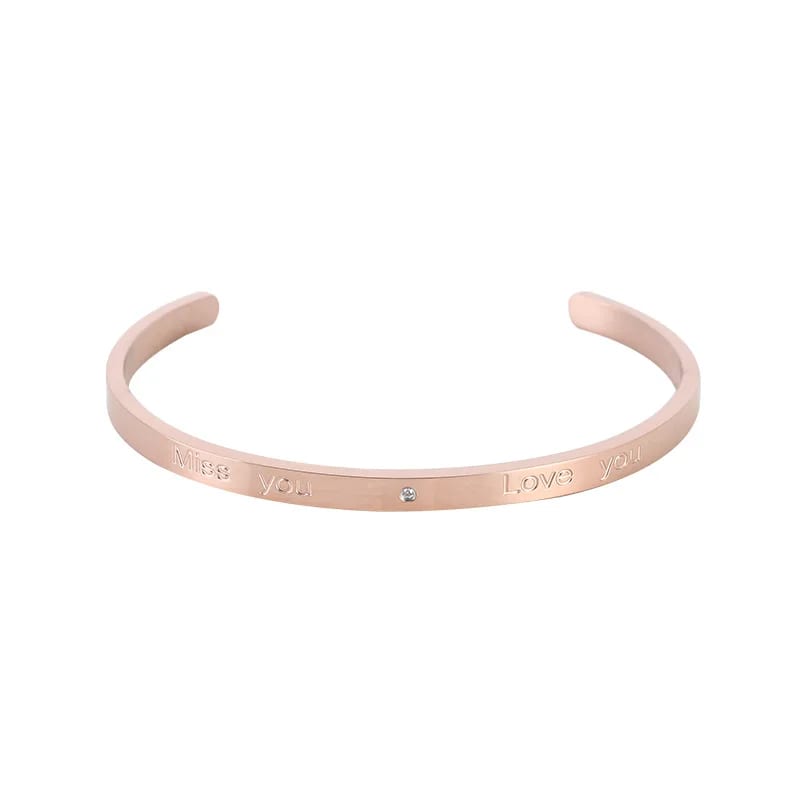 Personalized Jewelry Bulk Custom Engraved Waterproof Non Tarnish Stainless Steel Rose Gold Bangle Bracelet Wholesale Bracelet