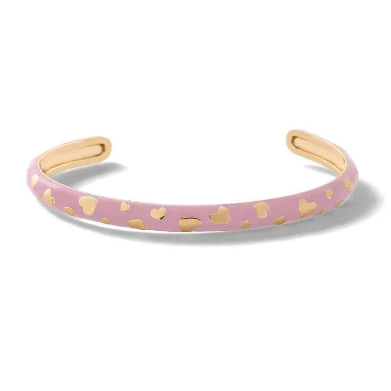 Wholesale 18k Gold Plated Heart-shaped Pattern Neon Enamel Colorful Rainbow Cuff Bangle Bracelet For Women Bracelet