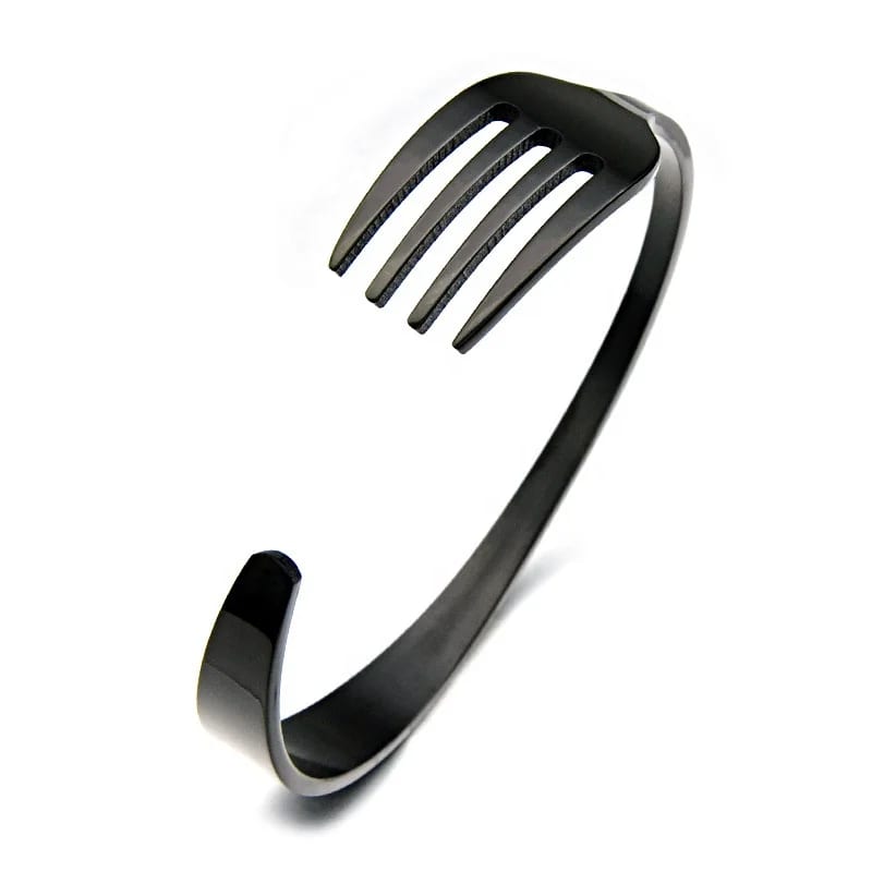 Factory Direct Sale Black Unique Fork Stainless Steel Men Cuff Bracelet Bracelet