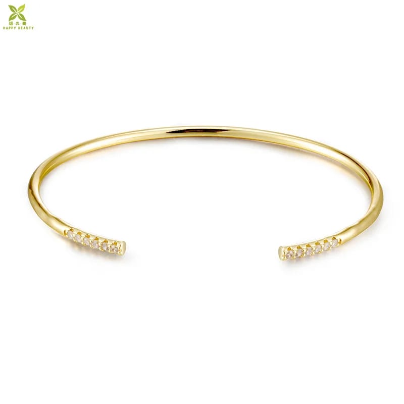 Custom Handmade Cubic Zirconia Bangle Gold Cuff Bracelet Woman Jewellery Bracelet