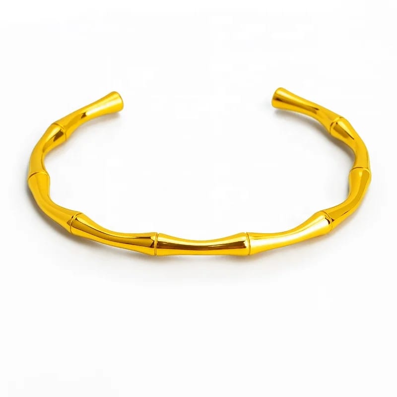 SXS JEWELRY Stainless Steel Jewelry Gold Open Bamboo Bracelet Bangle Wholesale Factory Bracelet