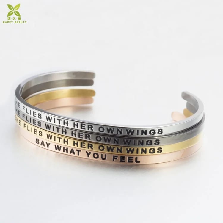 Personalized Jewelry Custom Engraved Letter Name Metal Cuff Bracelet Bangle Inspirational Cuff Bracelet Bracelet