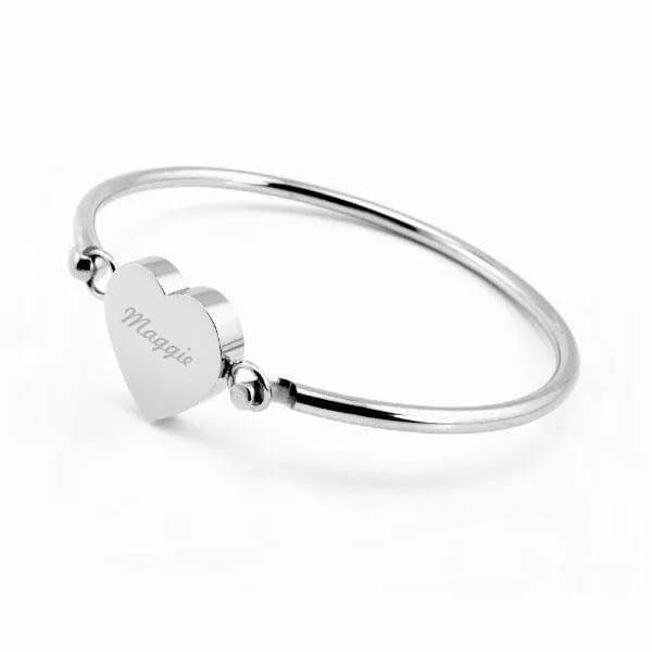 Personalised Gifts Engraved Laser Lovely Heart Stainless Steel Bangle Jewelry Bracelet