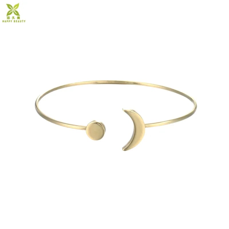 SXS JEWELRY Trendy Jewelry High Quality Stainless Steel Moon Shape Expandable Bangle Bracelet Bracelet