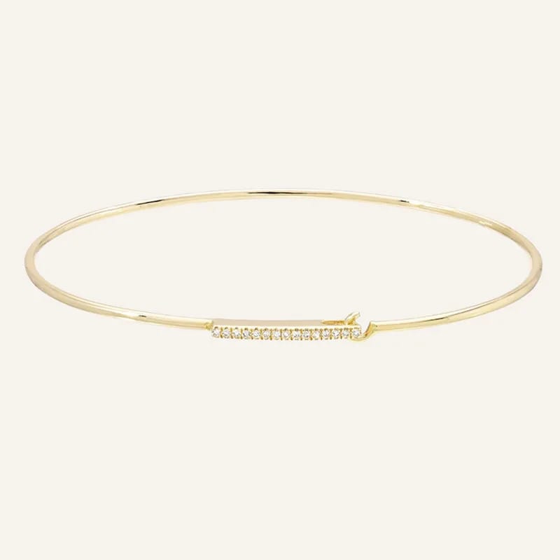 Fashion Fine Jewelry Custom 18k Gold 925 Sterling Silver Pave Diamond Bar Bangle Bracelet Women Bracelet