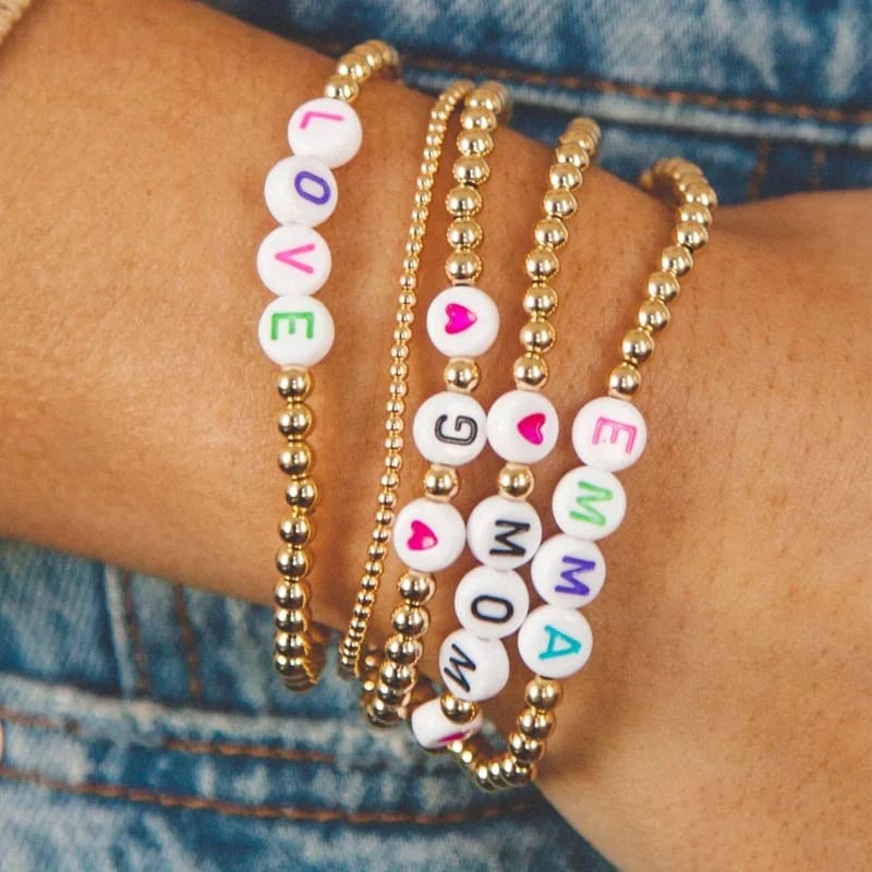 Personalised Name Bead Bracelet Custom Word Bracelet Stack Women’s Stretch Bracelet Wholesale Bracelet