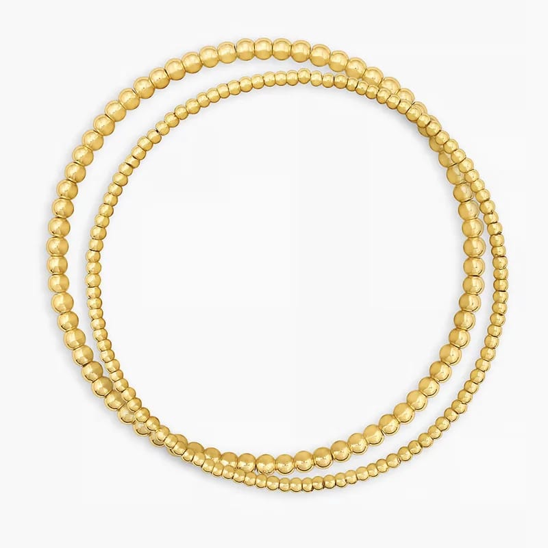 Bohemia Simple Beaded Chain Bracelets 18k Gold Plated Beads Elastic Stacked Bracelets Set For Women Fashion Jewelry Bracelet