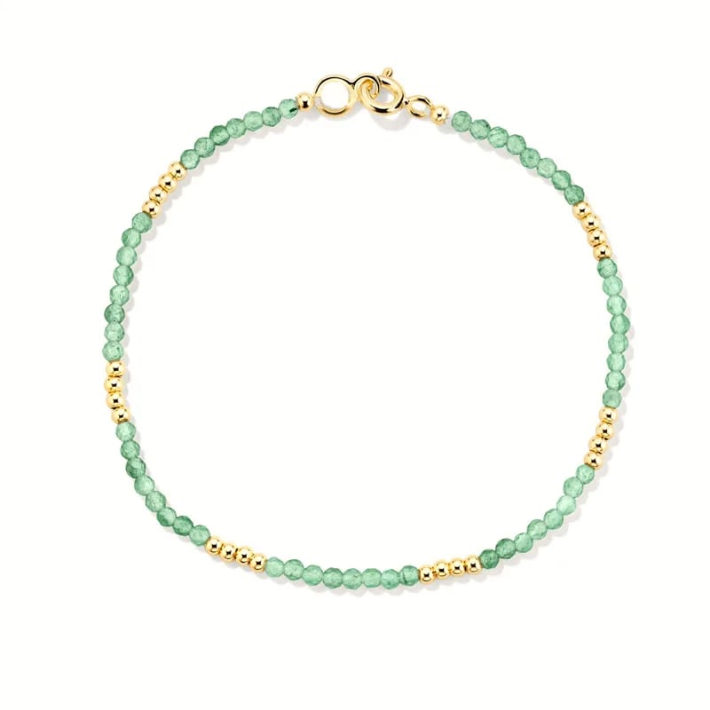 Summer Looks Throwback Piece 18k Gold Plated Handcrafted 2mm Natural Gemstone Beads Bracelet Bracelet