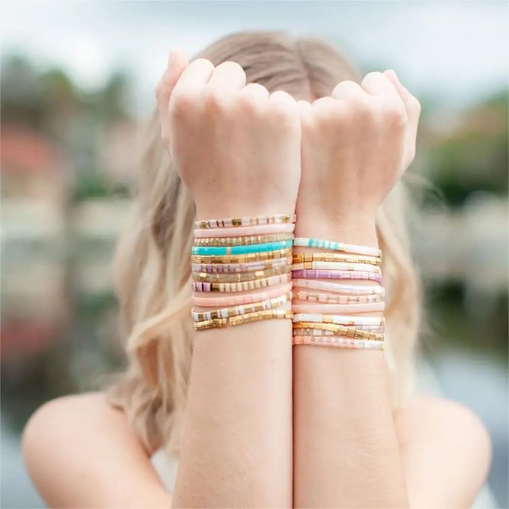 Cute Fashionable Bohemian Style High Quality Colored Glaze Elastic Bracelet Bracelet