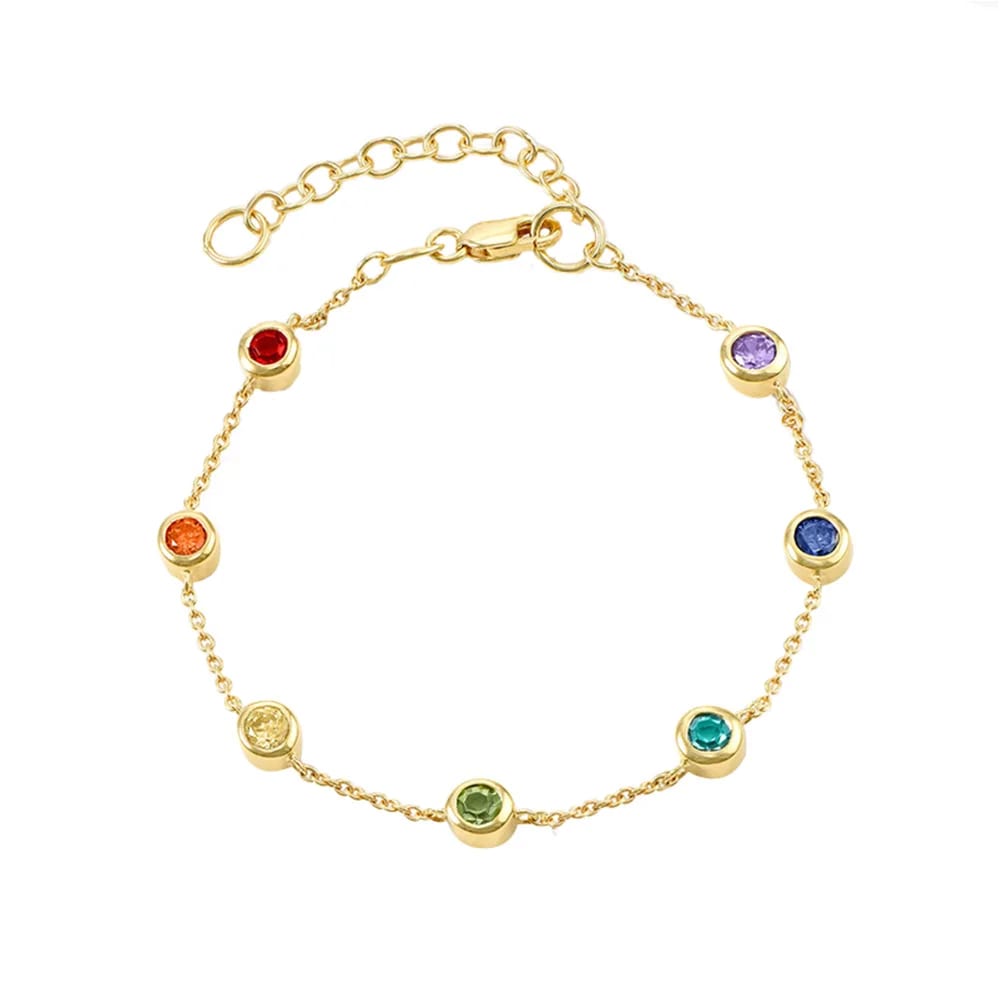 Family Personalized Classic Birthstone Bracelet Jewelry Rainbow Bracelet Bracelet