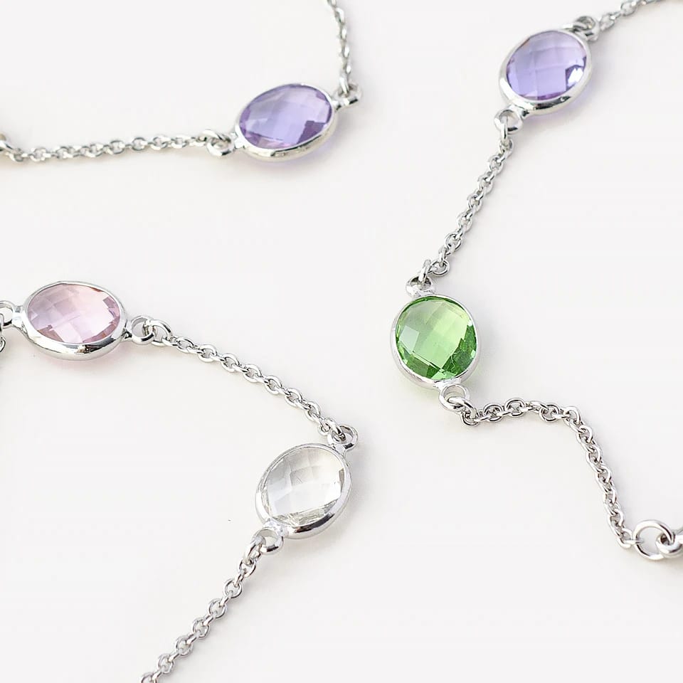 Fashion Jewelry Women Bracelet Dainty Rhinestone Multi-color Crystal Station Bracelet Bracelet