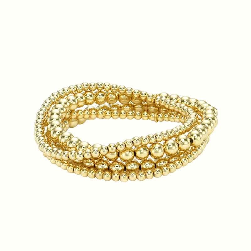 Wholesale 3mm And 5mm Bead Bracelet Stack Elastic Stretch Gold Beaded Bracelets Women Bracelet