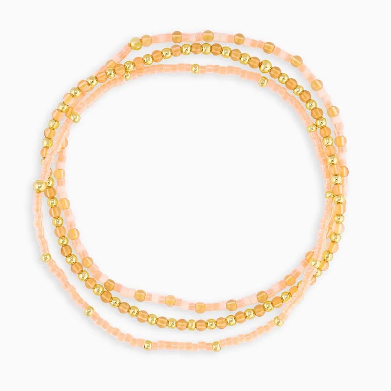 Wholesale Custom Set Of 3 Mismatched Elastic Bracelets Dainty Stack Natural Crystal Gem Stone Bracelets Bracelet