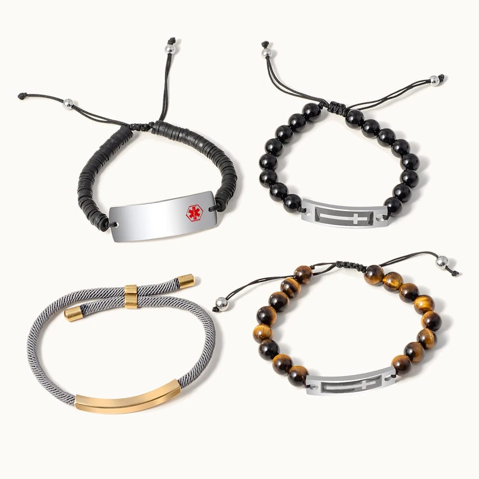 Adjustable Stainless Steel Natural Stone Beaded Bracelet Custom Engraved Logo Men Bracelet Bracelet