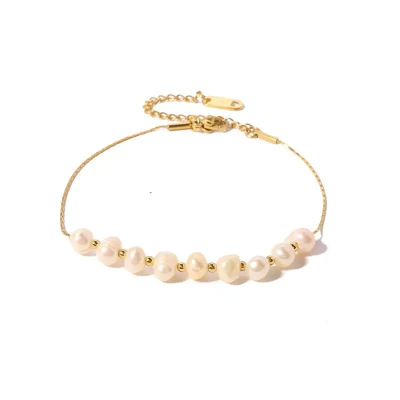 Elegant And Versatile Freshwater Pearl Beaded Stainless Steel Bracelet Bracelet
