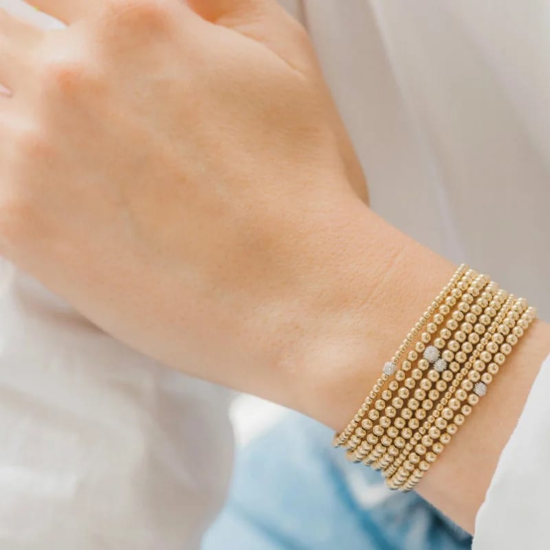 SXS JEWELRY Custom 14k Gold 4mm Bead Friendship Bracelet Bracelet
