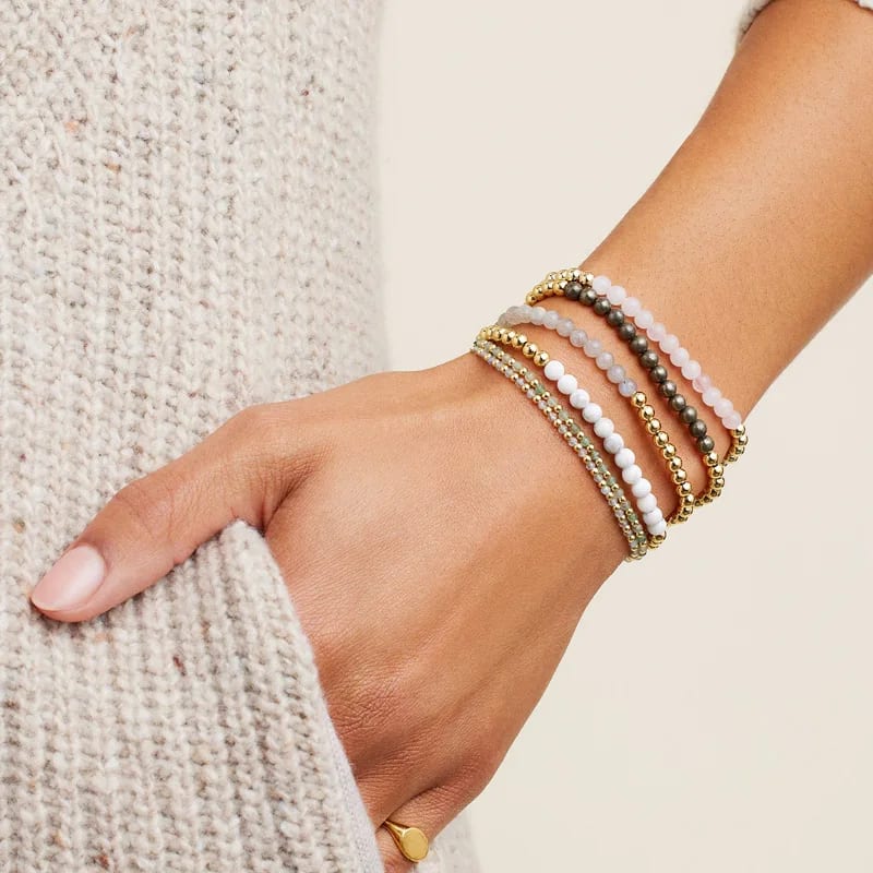 High Quality 18k Gold Plated Bead Power Gemstone Healing Bracelets Jewelry Handmade Elastic Natural Stone Beaded Bracelet Bracelet