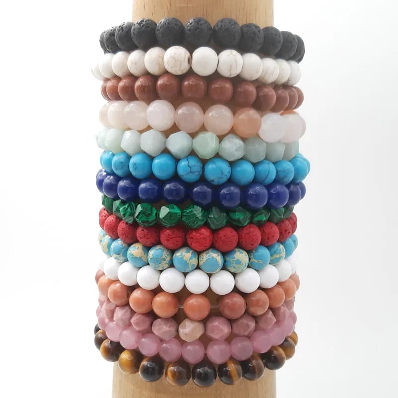 Wholesale Natural Stone Stretch Men Beaded Bracelets Custom Colorful Gemstone Stone Beads Bracelet Jewelry For Women Bracelet