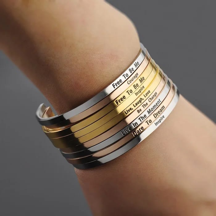 Manufacture Customized Engrave Cuff Bangle Stainless Steel Bangles Jewelry Bracelet