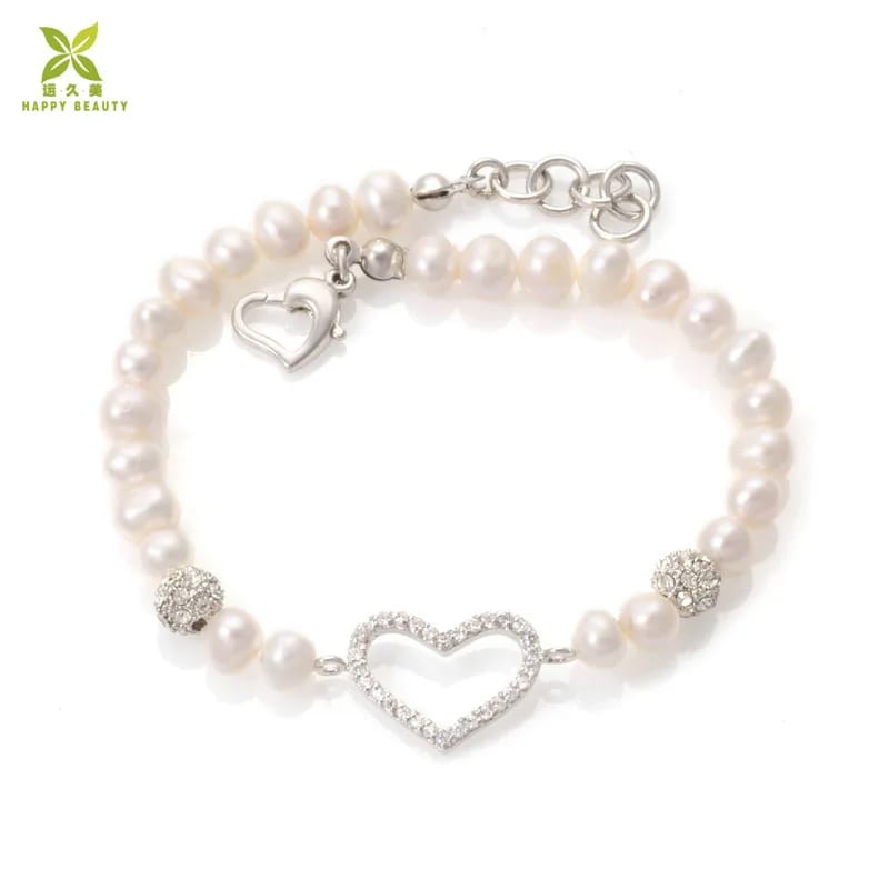 High Quality Pearl 925 Silver Beaded Bracelets For Women Zirconia Bangle Bracelet Bracelet
