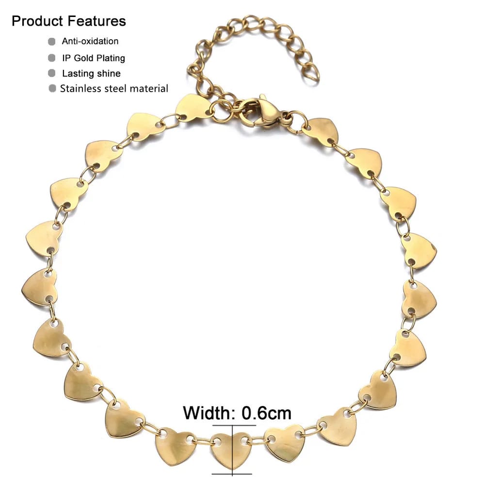 Surgical Titanium Steel Stainless Steel Chain Heart Shape Bracelet For Couples With 18k Gold Plated Color Bracelet