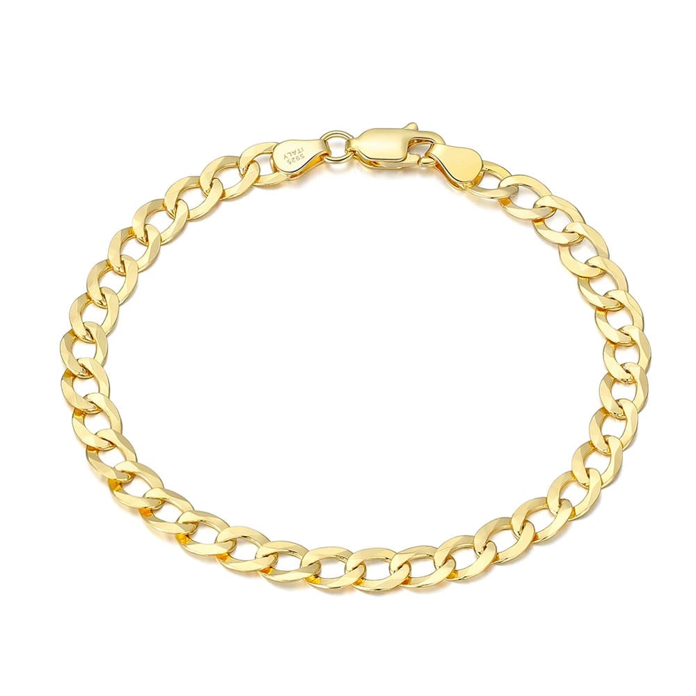 Manufacture Gold Plated 925 Sterling Silver Cuban Bracelet For Men Womens Fine Cuban Jewelry Bracelet
