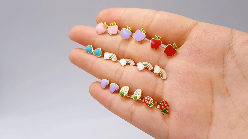 Fashion Stainless Steel Enamel Screw Back Stud Earrings For Girls