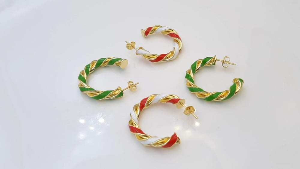 18k Gold Plated Jewelry Custom Enamel Hoop Earrings