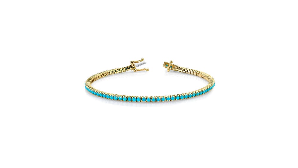 Wholesale 18k Gold Natural Turquoise Tennis Bracelet Jewelry