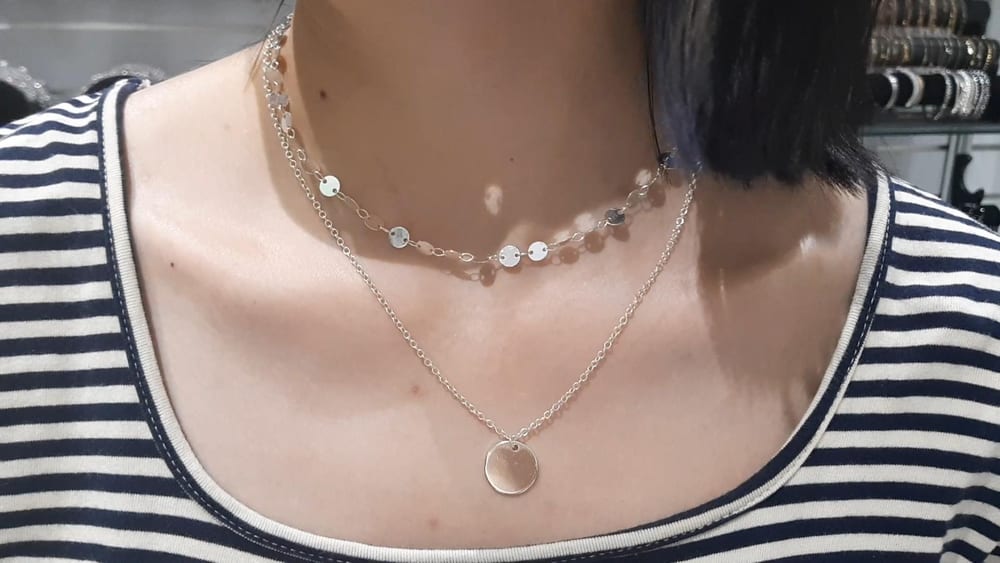 Popular Silver Plated Disc Choker Pendant Necklace