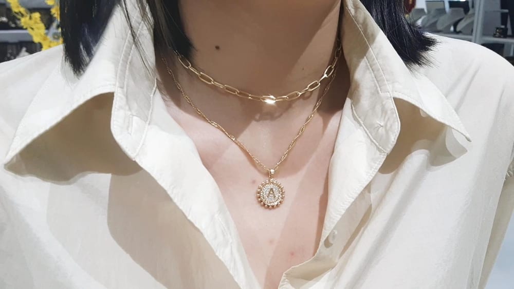 Gold Plated Layered Letter Pendant Necklace