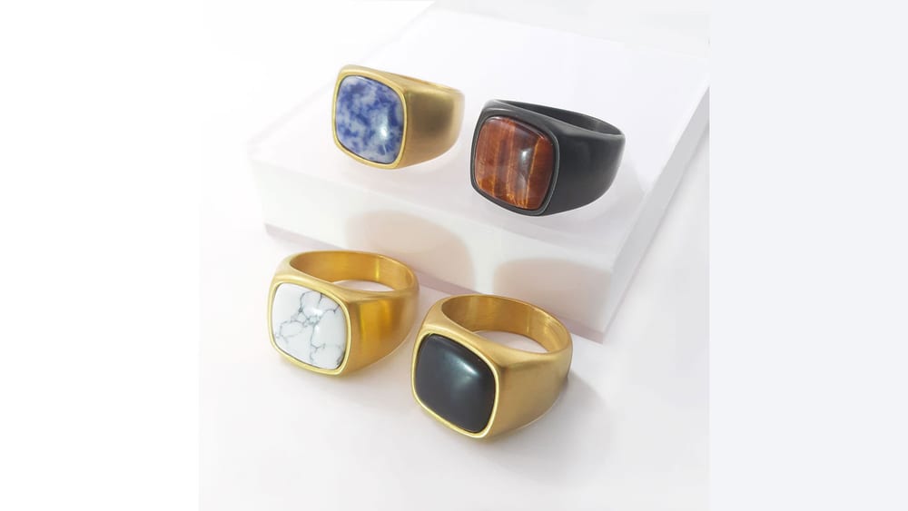 High Quality Natural Stone Stainless Steel Men’s Ring