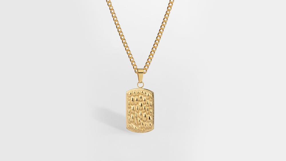 Customized personalized men’s stainless steel gold -plated hammer label geometric pendant necklace
